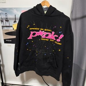 Sp5der Black Graphic Hoodie